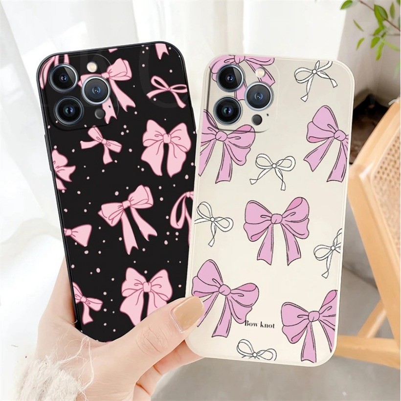 Ốp điện thoại silicon mềm chống sốc cho Huawei Nova 13i 7i 3i 4e 5T Y70 Y71 Y72 Y7A Y9S Y9 Prime 2019 Vỏ nút thắt nơ màu hồng