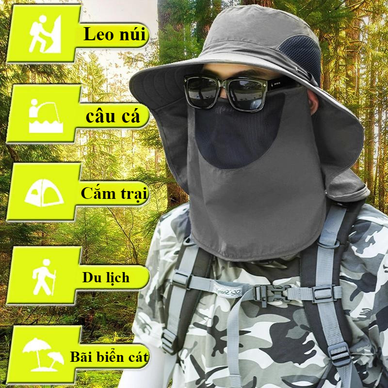 Mũ chống nắng Mũ Nón Rộng Vành Chống Nắng Kèm Khăn Che Mặt,Với Mũ bảo vệ mặt và cổ ngoài trời