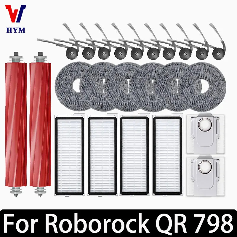 Roborock QR 798 Phụ kiện Bàn chải bên chính Bộ lọc HEPA Túi lau nhà Robot Máy hút bụi Phụ tùng thay thế