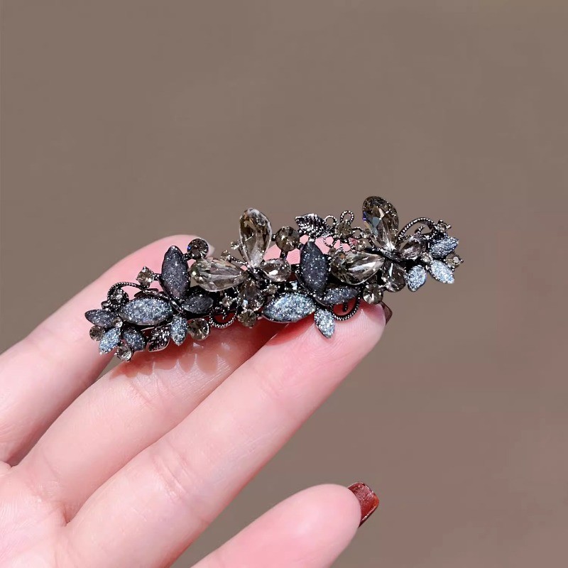 MAUROPOLI [Sẵn Sàng] Kẹp Tóc Bướm Cổ Tích Công Nghiệp Nặng Đầu Lưng Tính Khí Pháp Nữ Nửa Đầu Tóc Phụ Kiện Cao Cấp Cảm Giác Mùa Xuân Đen Kẹp