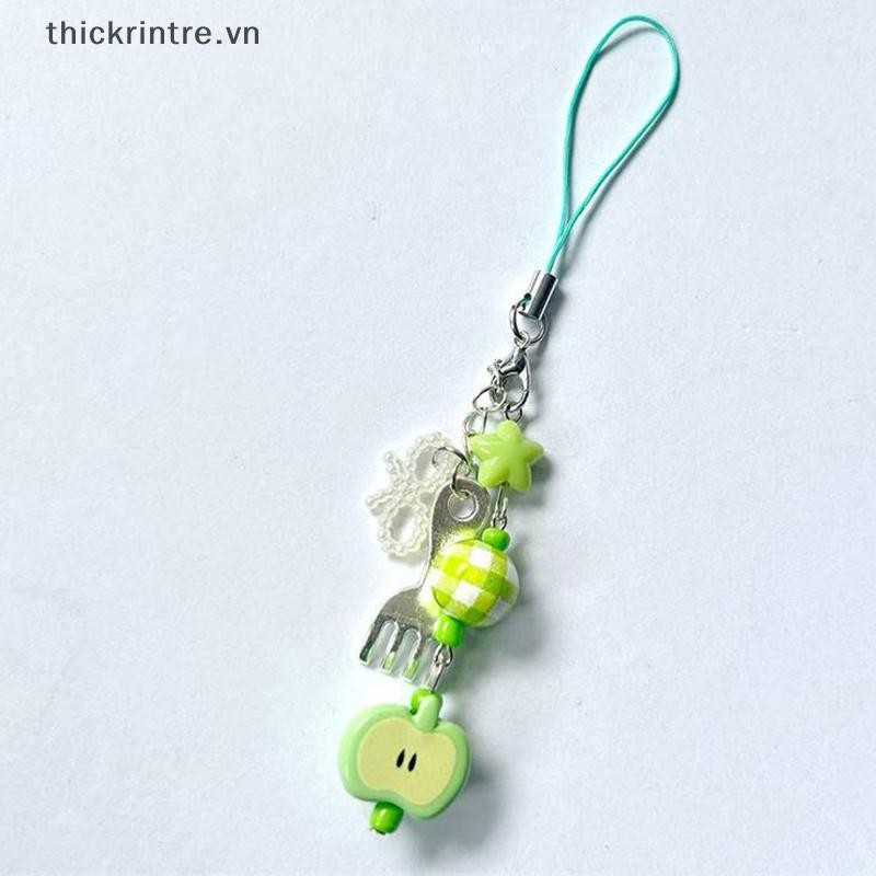 THI Dễ Thương Ngọt Ngào Ngôi Sao Xanh Nơ Hạt Móc Khóa Mặt Dây Đeo Điện Thoại Di Động Dây Ba Lô Quyến Rũ Túi Trang Trí Quà Tặng Nữ Tính VN