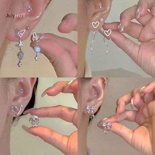 JULYHOT 1 Cặp Kẹp Tai Zircon Ngọc Trai Bất Đối Xứng Phong Cách Hàn Quốc Cho Nữ Cá Tính Bông Tai Thời Trang Trang Trang Sức Cưới Quà Tặng Sinh Nhật Massivedeals