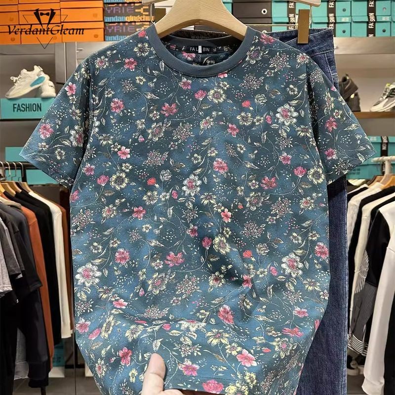 Áo thun nam ngắn tay thời trang mùa hè Retro đặc trưng phù hợp với cổ tròn Slim Fit