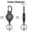 Giá đỡ huy hiệu Carabiner AWNGD, Móc khóa có thể thu vào chống trộm hạng nặng, 31,5 ” Dây thép có thể thu vào ID Huy hiệu Cuộn dây leo núi Khóa leo núi