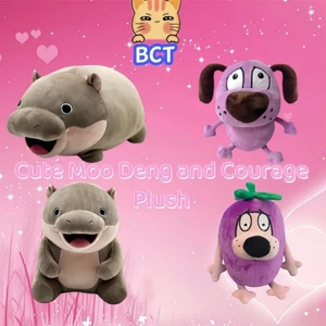 Moo Deng Đồ chơi sang trọng Kawaii Dũng cảm Chó hèn nhát Búp bê sang trọng Vui nhộn nảy lợn Pygmy Hippo Đồ chơi nhồi bông Trang trí nội thất Búp bê Đồ chơi trẻ em Quà tặng sinh nhật Quà tặng Giáng sinh COD