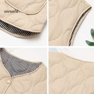 Một thế giới| Áo khoác nữ màu trơn Áo Vest mùa thu nhẹ Áo Vest mùa đông sành điệu có túi lưu trữ Áo khoác ấm nhẹ cho nữ Áo khoác ngoài trời giữ nhiệt chống gió V