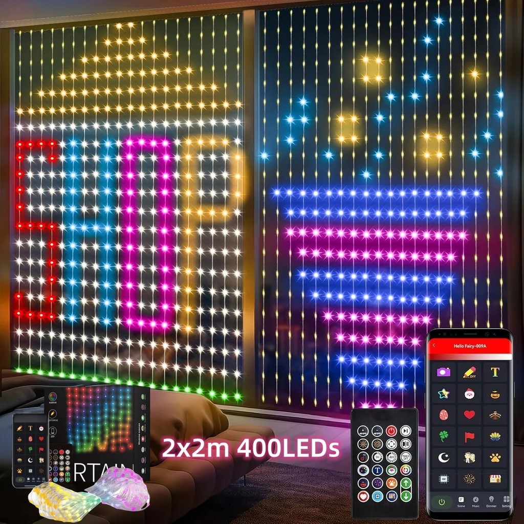 400led Đèn Rèm Thông Minh Điều Khiển Ứng Dụng Bluetooth DIY Dây LED RGB ...
