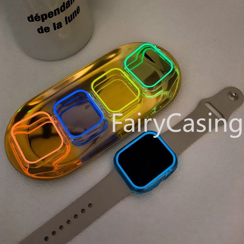 Vỏ Dạ Quang Cho Apple Watch 46mm 42mm series 10 Ultra 2 49mm 45mm 44mm 41mm 40mm Khung Bảo Vệ Ốp Lưng PC Cứng Cho iWatch 9 8 7 6 5 SE S11 Ốp Lưng Accessorie