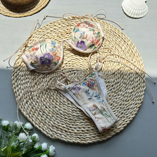 Đồ Bơi Nữ Ren Hồng Embody Hoa Tích Hợp Dưới Dây Đẩy Lên Hai Mảnh Bikini Đồ Bơi