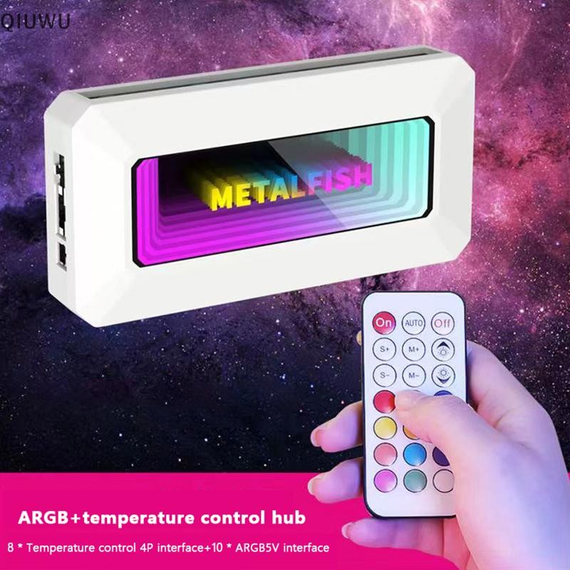 Qiuwu ARGB Bộ chia HUB tất cả trong một với 4Pin PWM để làm mát máy tính Bộ tản nhiệt CPU SYNC Bộ điều khiển từ xa dải đèn LED 5V 3Pin.