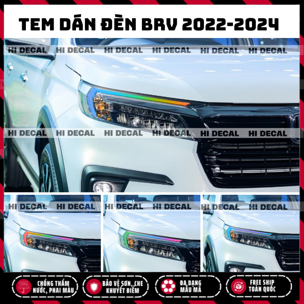 Tem dán đèn BRV 2022 - 2024, tem dán demi đổi màu trang trí xe, bền màu