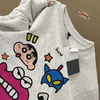 Áo sweater nỉ dài tay form rộng mùa đông  thu thời trang in hình cậu bé bút chì shin