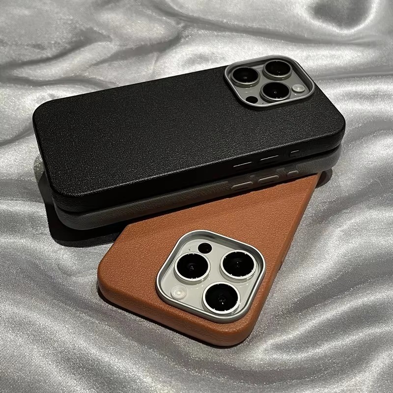 Ốp Điện Thoại Da Mờ Sang Trọng Cho iPhone 16 15 Pro Max 16e 14 13 12 11 Pro X XS Max XR 7 8 Plus SE2020 Bảo Vệ Ống Kính Vỏ Chống Sốc