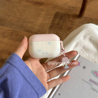 Ốp Màu Hồng Cho AirPods 4 [2024] AirPods Pro2 Pro 3 2 1 Bảo Vệ Tai Nghe Không Dây Apple Nơ Xanh