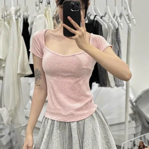 Áo Cúp Nữ Cổ Vuông Tay Ngắn PINKSTORE29 Phong Cách Basic A5923