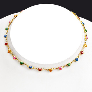 Dây chuyền tình yêu đầy màu sắc bằng thép không gỉ Dây chuyền vàng 18K Trang sức chuỗi hình trái tim tự làm