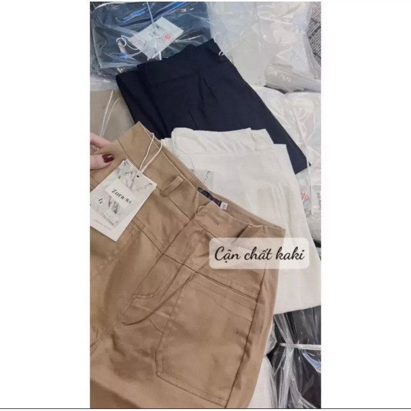 QUẦN KAKI DÁNG BAGGY (chất kaki giãn mềm tay loại 1) cạp khoá lưng cao túi zip hot trend