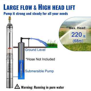 Máy bơm giếng sâu 2/1HP 1 inch 220V, Dùng cho tưới tiêu vườn và gia đình - Chất lượng cao