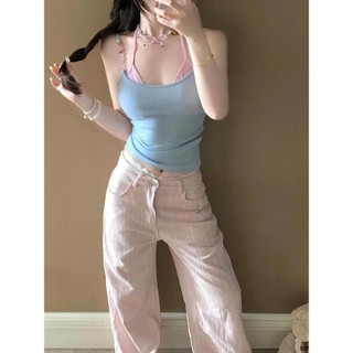 Bên Ngoài Mặc Áo Vest Không Tay Ôm Hơn Nhìn Dopamine Top Gợi Cảm Cô Gái Nóng Mặc Bên Trong Nữ Mỹ Sling Ngắn Mùa Hè Slim fit