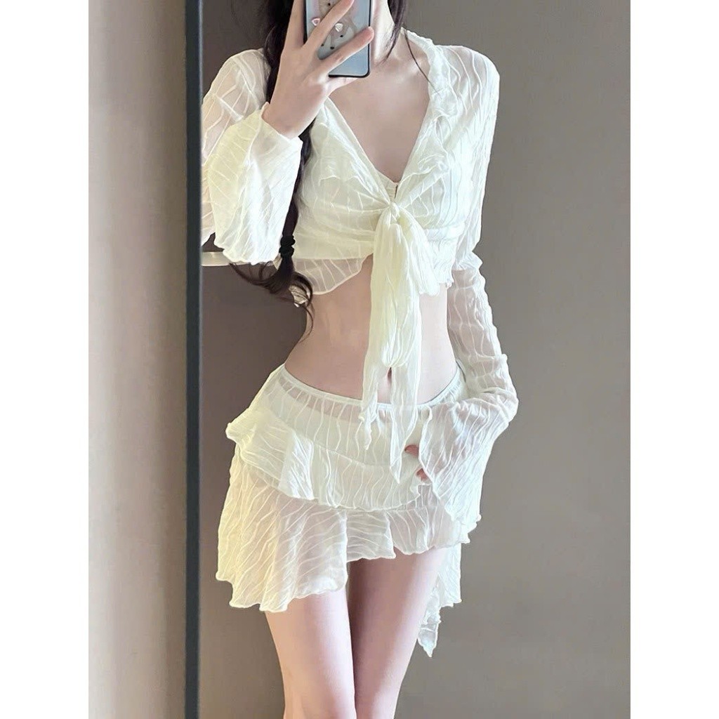 Set bộ đồ bơi bikini 4 chi tiết kèm chân váy ren sexy gợi cảm xu hướng hottrend XIMI BKN58