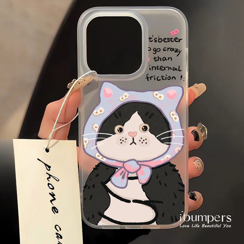 ibumpers Ốp Lưng IPhone Ngộ nghĩnh Đáng Yêu Họa Tiết Mèo Trong Suốt Mờ Dành Ốp Điện Thoại Trong Suốt Nhám Mờ TPU Mỏng Chống Sốc Chống Bẩn Cho IPhone 16 15 14 12 13 11 Pro Max IP 7 8 Plus X XS XR