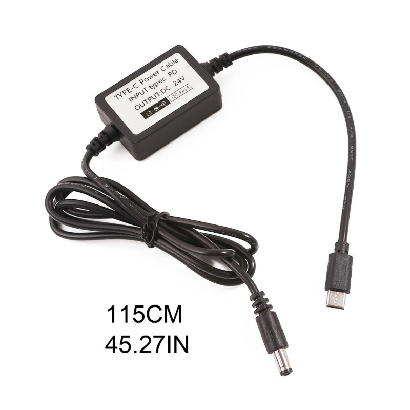 USB Type C PD20V to DC24V Power Cable for 24V Devices PD12V 15V 20V to DC24V