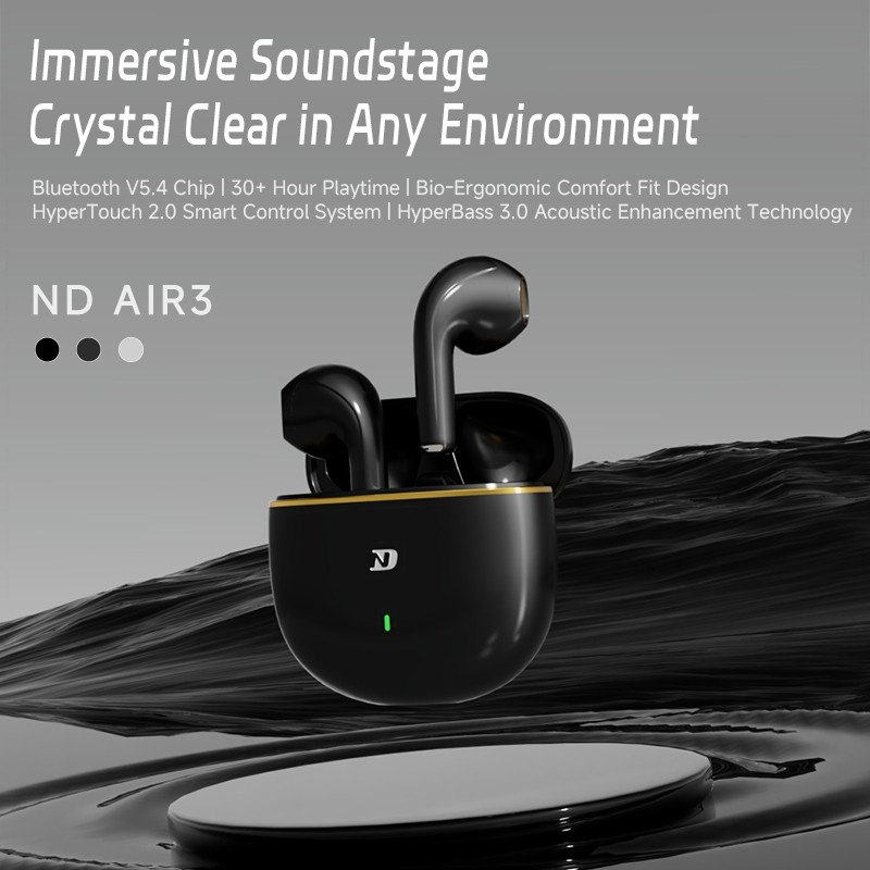 Tai nghe không dây ND Air3 Bluetooth 5.4 Tai nghe nhét tai 13mm Trình điều khiển năng động Tai nghe trò chơi âm thanh nổi HiFi Tai nghe nhét tai Tai nghe Tai nghe Air 3
