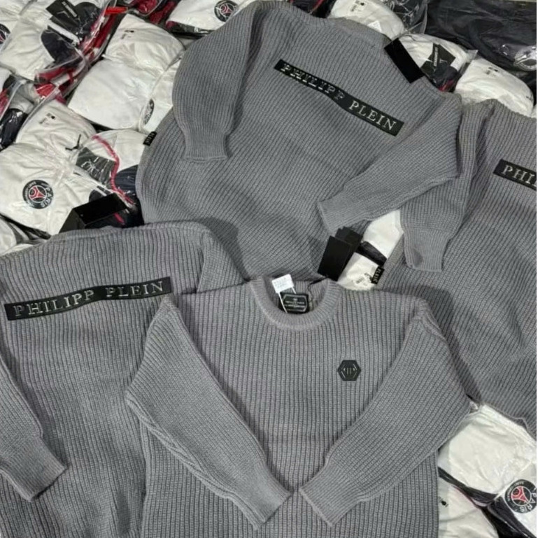 Áo Sweter Philipp Logo 2 Mặt Chữ Sắt KCloser Áo Len Cổ Tròn Dày Dặn Dáng Rộng Nam Nữ NA579