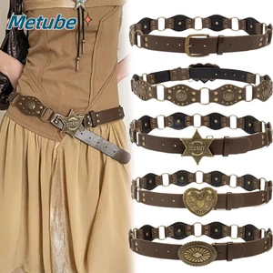 METUBE Thắt Lưng, Grommet Da PU Gothic Steampunk Eo Cinch Thắt Lưng, Thời Trang Vintage Đinh Tán Rộng Y2k Thắt Lưng Quần Jean Nữ