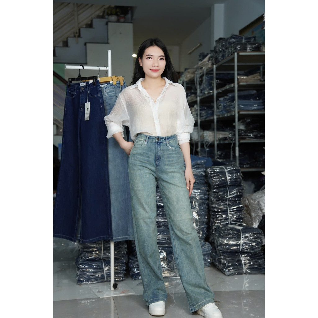 Ảnh TTTHAO - Quần Jeans Suông Cao Cấp Siêu Mát Lưng Cao Dài 103cm J7 1