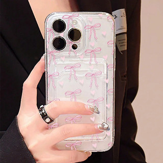 Ốp Lưng Đựng Thẻ Nơ Khe Cắm Túi Dành Cho Samsung Galaxy A22 A23 A42 A12 A13 A04 A04E A05 A02 A10 A10S A05S A02S A21S A03 Core Ốp Lưng TPU Trong Suốt Bảo Vệ Camera