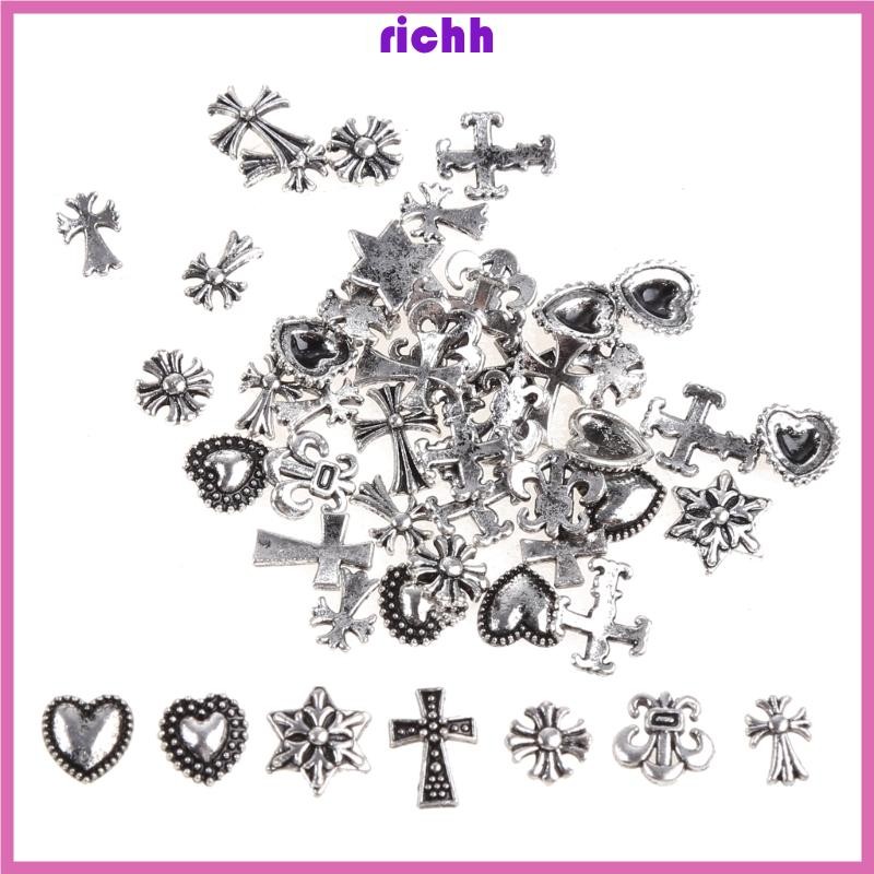 ⚝⚝Richh Kim Loại Trang Trí Móng Tay 3D Móng Tay Nghệ Thuật Trang Sức Cung Cấp Vàng Bạc Móng Tay Đinh Tán