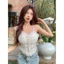 Áo croptop hai dây hoa nhí cúp ngực, áo bra nữ thời trang retro đường phố