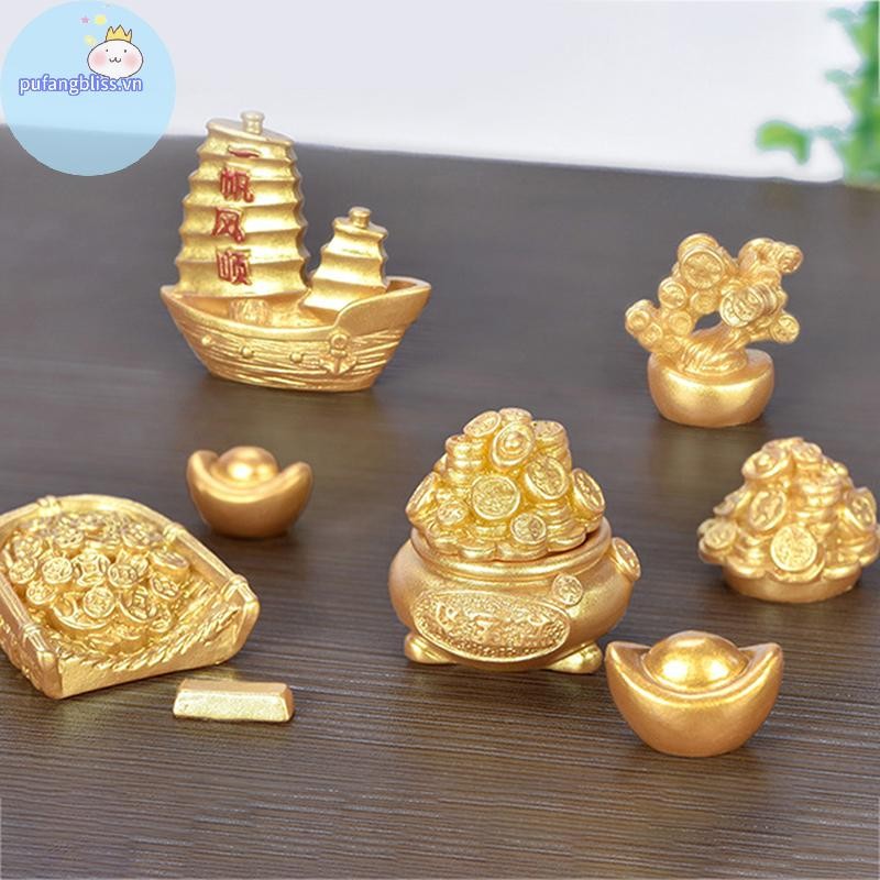 Pufangbliss Phong Thủy Tốt Lành Fa Cai Cây Tiền Vàng Thỏi Túi May Mắn Lễ Hội Mùa Xuân Linh Vật Để Bàn Trang Trí Xe Trang Trí Nhà Thủ Công VN