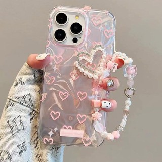 Ốp Lưng Ngọc Trai Trái Tim Tình Yêu Hợp Thời Trang Cho Redmi Note 14 13 12 Pro 11 10 12s 10s 11s Redmi A3 14C 13C 12C 10C 13 12 Cô Gái Dây Xích Vỏ Điện Thoại
