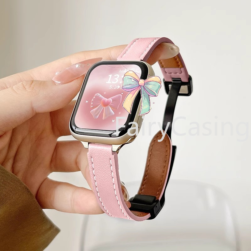 Dây đeo bằng da PU mỏng S11 S11 cho Apple Watch 42 46mm series 10 9 8 41mm 45mm 38 49mm ultra2 Vòng đeo tay màu sắc thanh lịch cho iWatch SE 7 6 5 4 3 40mm 44mm