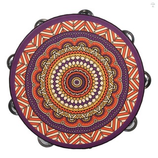 Trống cầm tay Tambourine bằng gỗ 10 Inch với hàng đôi 16 chiếc chũm chọe kim loại Jingles Nhạc cụ gõ cho trò chơi trẻ em Người lớn Áp dụng cho nhà thờ Tiệc KTV