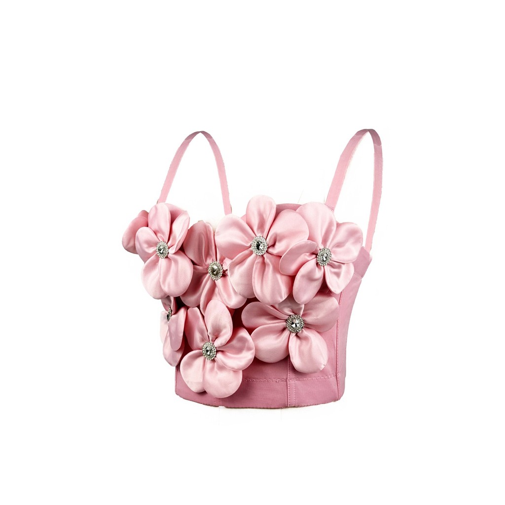Trắng Ba Chiều Hoa Gợi Cảm Corset Xương Cá Áo Ngực Coaster Cao Cấp Mặc Ngoài Shapewear Sling