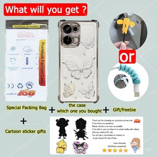 Ốp lưng OPPO Reno 13F 13 Casing OPPO Reno 13F A5 Pro 5G 13 Pro Casing hình bướm dễ thương, trong suốt, mềm mại, chống sốc với màng bảo vệ ống kính camera, túi khí dày, sang trọng trong suốt