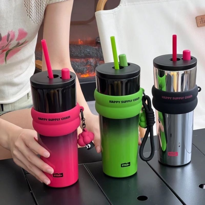 Ly giữ nhiệt Tyeso Wonder 710ml bình giữ nhiệt có ống hút inox 316 cao cấp ,có dây cầm tay tiện lợi