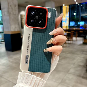Dành Cho Xiaomi 15 15 Pro, 14 Pro 14 Ốp Lưng ELVEV Họa Tiết Tam Giác Thời Trang Da PU + Vỏ Bảo Vệ Camera PC Cứng