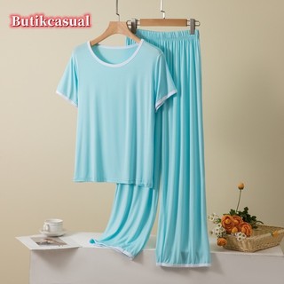 Phụ Nữ Modal Bộ 2 Bộ Đồ Ngủ Mùa Hè 2025 loungewear Phù Hợp Với Quần Ngắn Tay Thường Ngày Mềm Mại