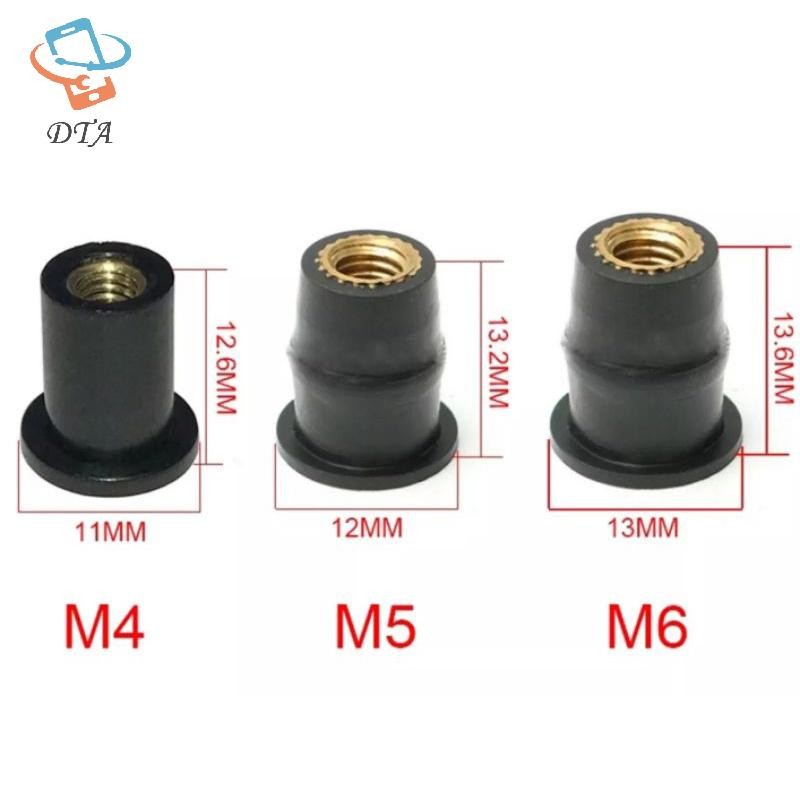 [Dta] Đai ốc cao su điều chỉnh kính chắn gió xe máy N4m5m6 Đai ốc bằng đồng mở rộng Cao su giếng Đai ốc đinh tán VN