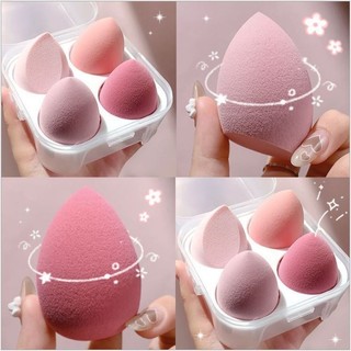 Hộp 4 bông mút trang điểm tông pastel xinh xắn mềm mịn dễ tán nền A5 #A184