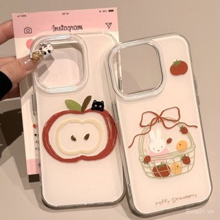 Ốp điện thoại phù hợp với iPhone hoạt hình dễ thương graffiti iPhone thỏ Miffy hai lớp IMD Ốp điện thoại chống rơi phù hợp với iPhone16/15/14/13 Ốp bảo vệ JWRB