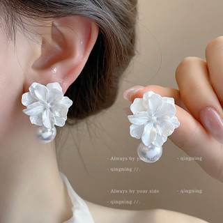 Bạc Kim Nhựa Hoa Ngọc Trai Mặt Dây Chuyền Bông Tai Nhỏ Tươi Ánh Sáng Sang Trọng Cao Cấp Đinh tán Thiết Kế Ngọt Ngào Cảm Giác Phụ Kiện