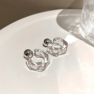 [Ưu đãi đặc biệt] Bông tai Acrylic hình chữ C không đều dành cho nữ Bông tai vòng nhựa nhiều màu trong suốt Bông tai hình học nhiều mảnh Bông tai đinh tán phong cách Hàn Quốc