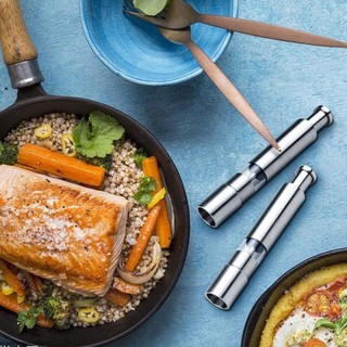 Bộ máy xay muối và xay tiêu bằng thép không gỉ cao cấp cho muối biển tiêu Muối và gia vị Himalaya có nút ngón tay cái để vận hành một tay