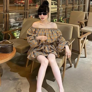 Set Áo Sơ Mi Trễ Vai BBR Mix Chân Váy Dáng Ớt Chuông Chất Cotton Mềm Mịn NA217