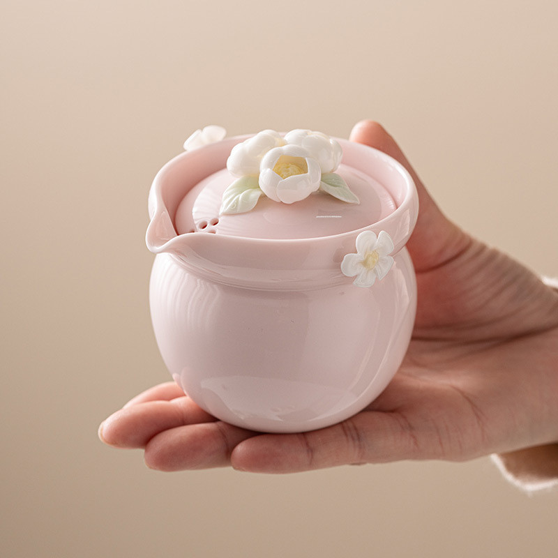 3D Pinch Hoa Nữ Du Lịch Trà Bộ Ngoài Trời Di Động Cắm Trại Bảo Quản Túi Gốm Nhanh Cốc Trà Ấm Trà Hộ Gia Đình Trà Nhỏ Bộ